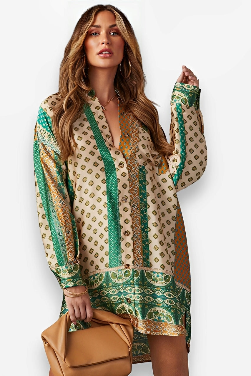 Casual long satin shirt