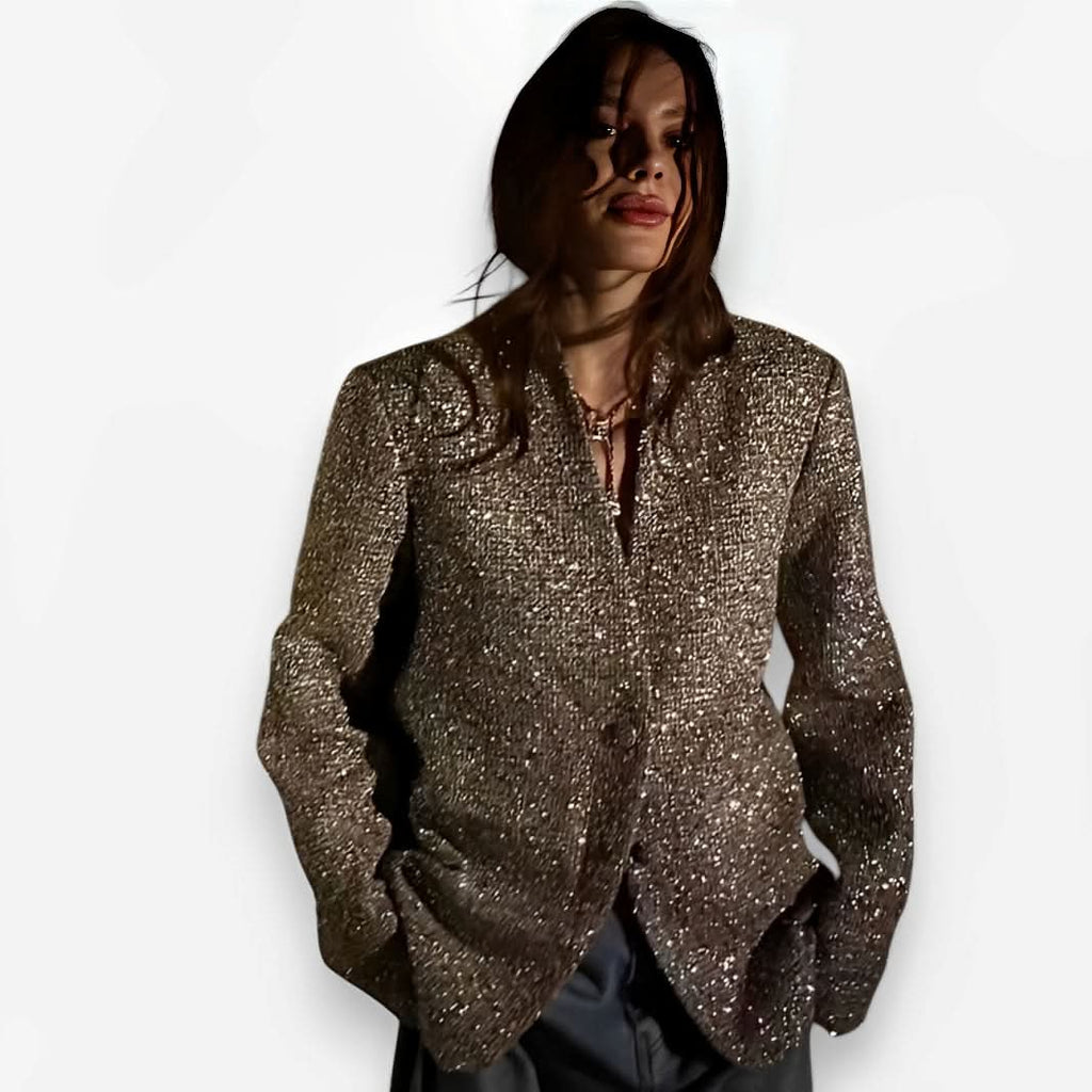 Temperament Shiny Silver Suit Jacket - Suits from The Woman Concept