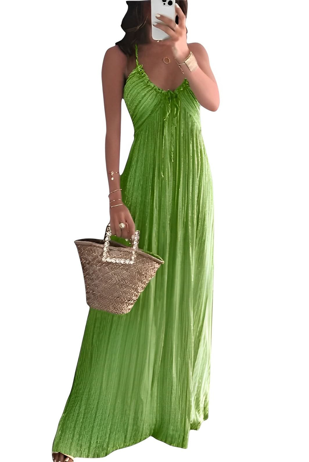 Summeer Backless U Neck suspender Long Dress - view 2