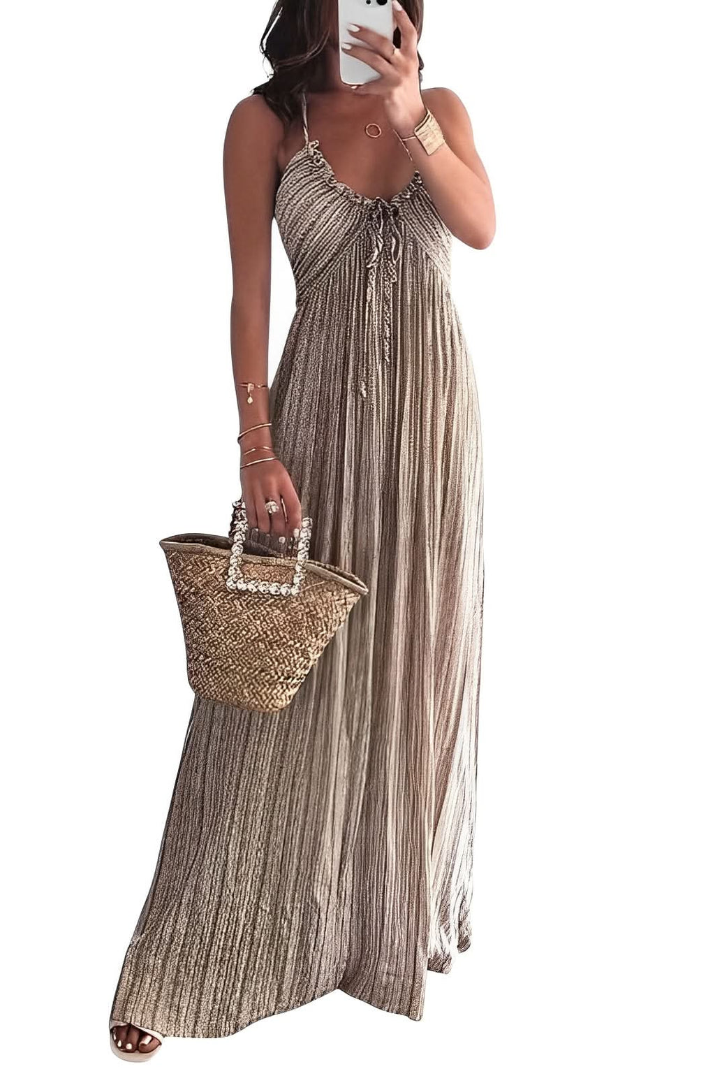 Summeer Backless U Neck Strap Long Dress - view 3