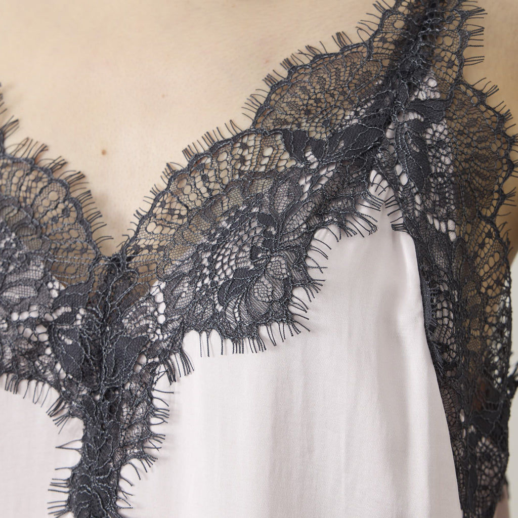 Satin Lace-Trim Camisole Top in blush - view 3