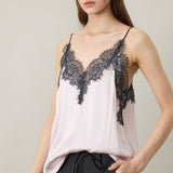 Satin Lace-Trim Camisole Top in blush