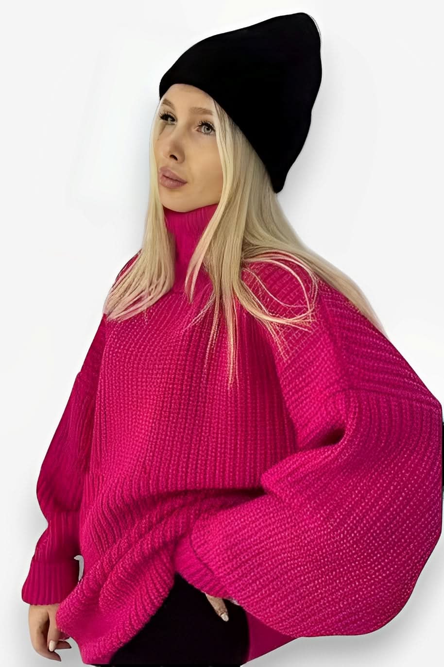 Loose Fit High-necked Wool Knitted Sweater - Sweaters from The Woman Concept