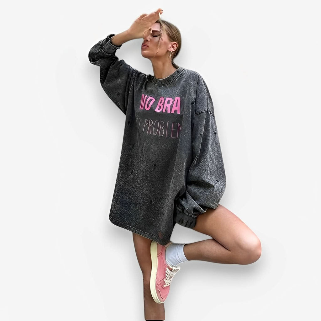 Velvet Thickened Round Neck Hoodless Sweatshirt - Sweatshirts from The Woman Concept