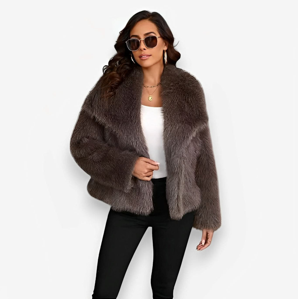Fashionable Fluffy Plush Fox Fur Coat - Coats & Jackets from The Woman Concept