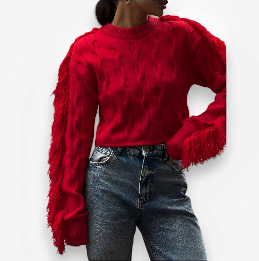 Round Neck Long-sleeved Knitted Sweater - Tops from The Woman Concept