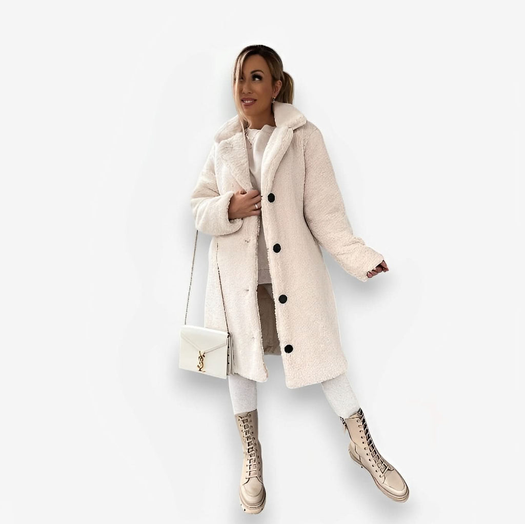 Long-sleeved Plush Long Coat - Coats & Jackets from The Woman Concept