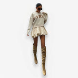 Streetwear Round Neck Loose Sweater - Light Khaki / S