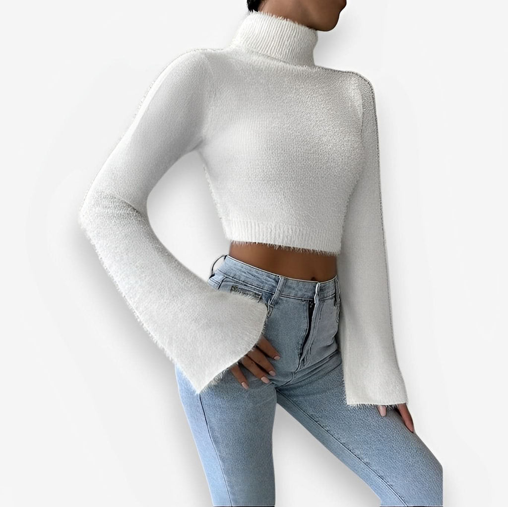 High Collar Short Sweater - Sweaters from The Woman Concept