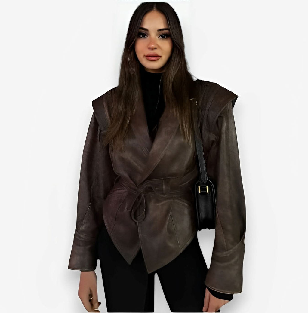 Sheepskin Imitation Leather Jacket - Coats & Jackets from The Woman Concept