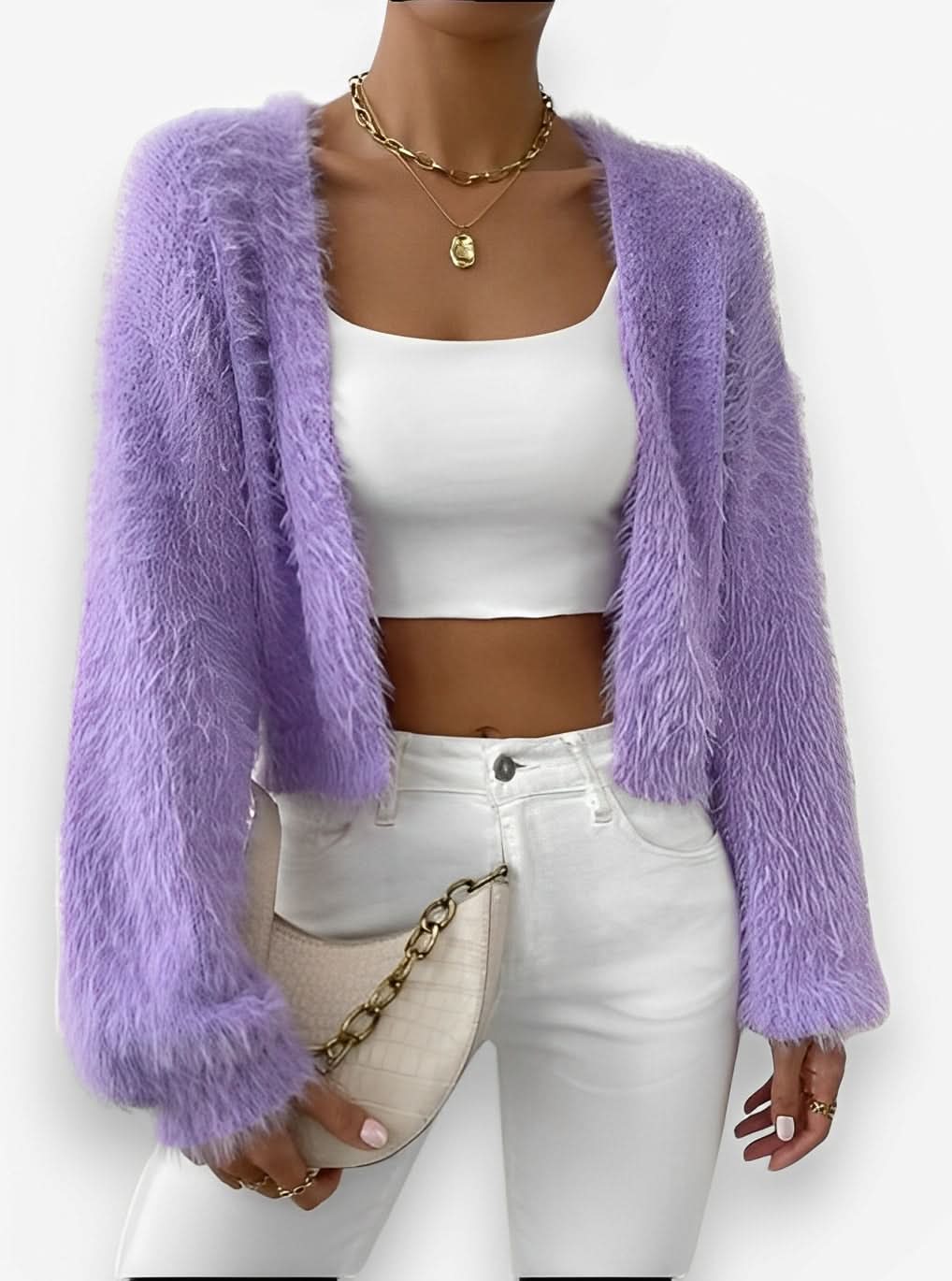 Loose Plush Short Knitted Jacket - Coats & Jackets from The Woman Concept