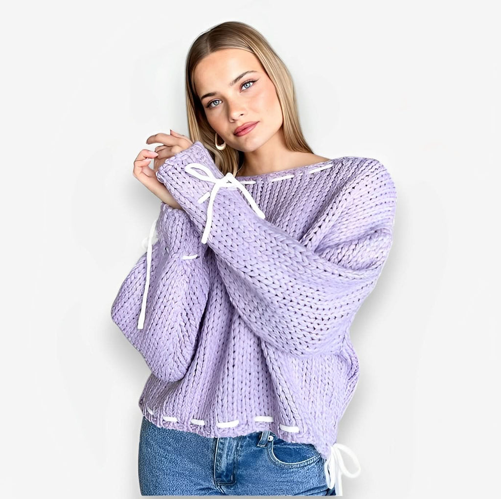 Long-sleeved Loose Knit Sweater - Sweaters from The Woman Concept