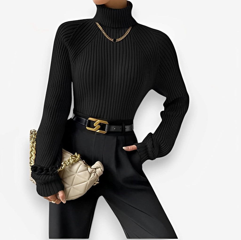 Loose Slim High Collar Knitted Sweater - Sweaters from The Woman Concept
