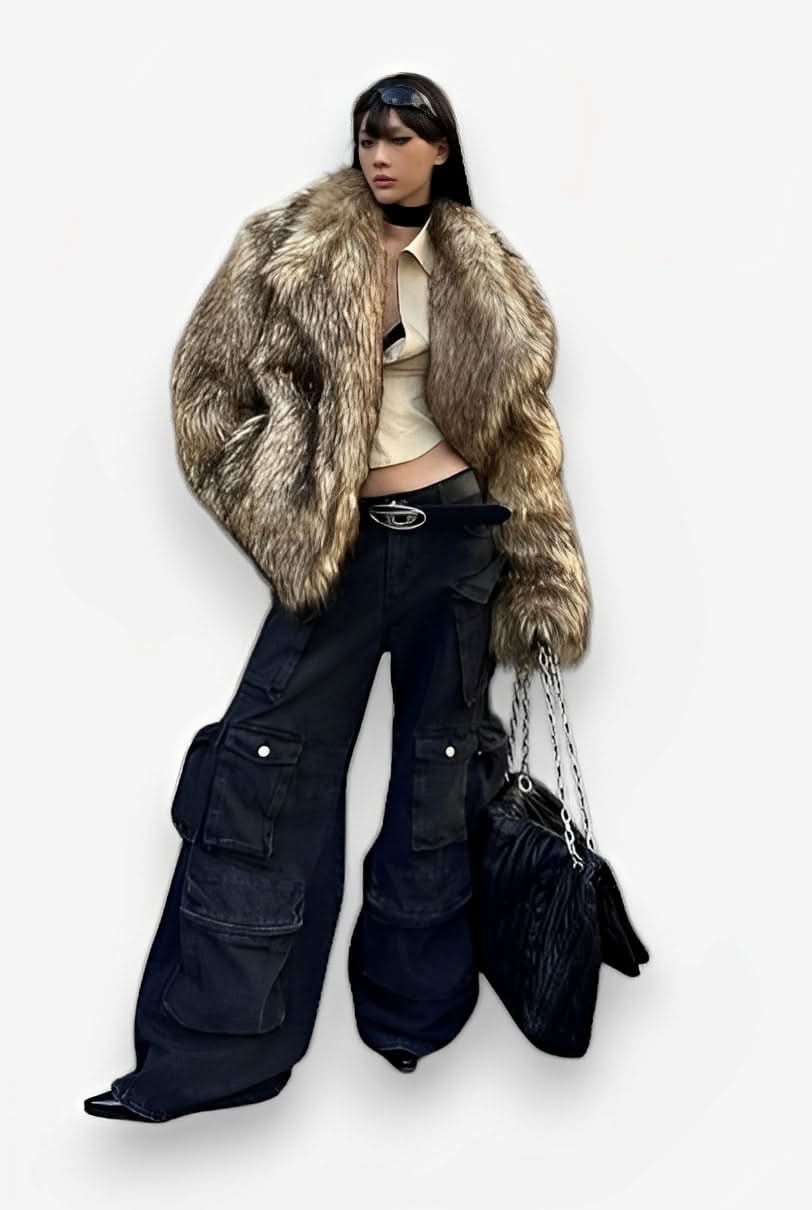 Brown Warm Raccoon Fur Coat - Coats & Jackets from The Woman Concept