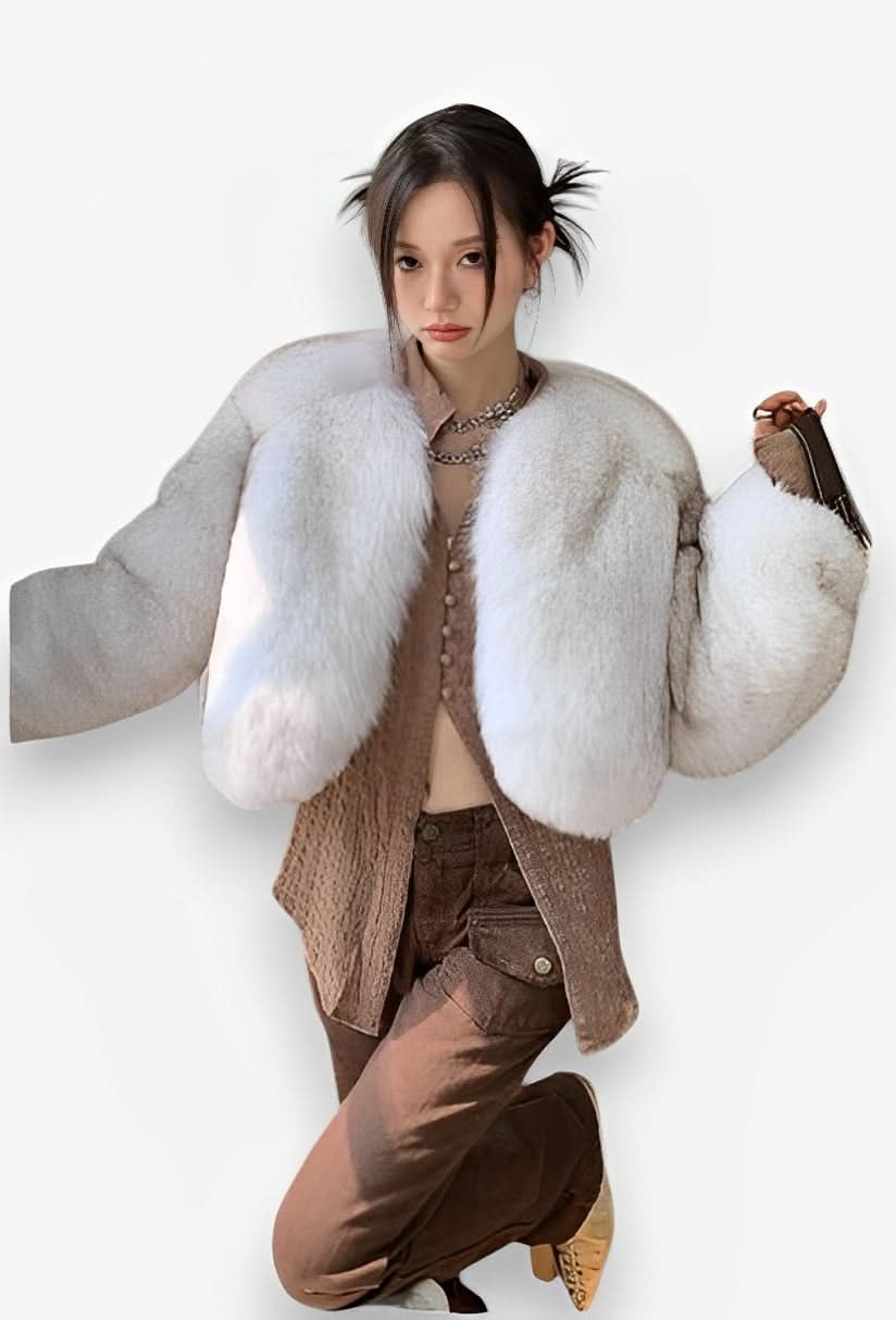 Fox Fur Thick Short Furry Coat - Coats & Jackets from The Woman Concept