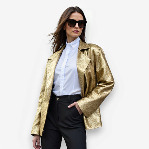 Sequined short stand collar jacket
