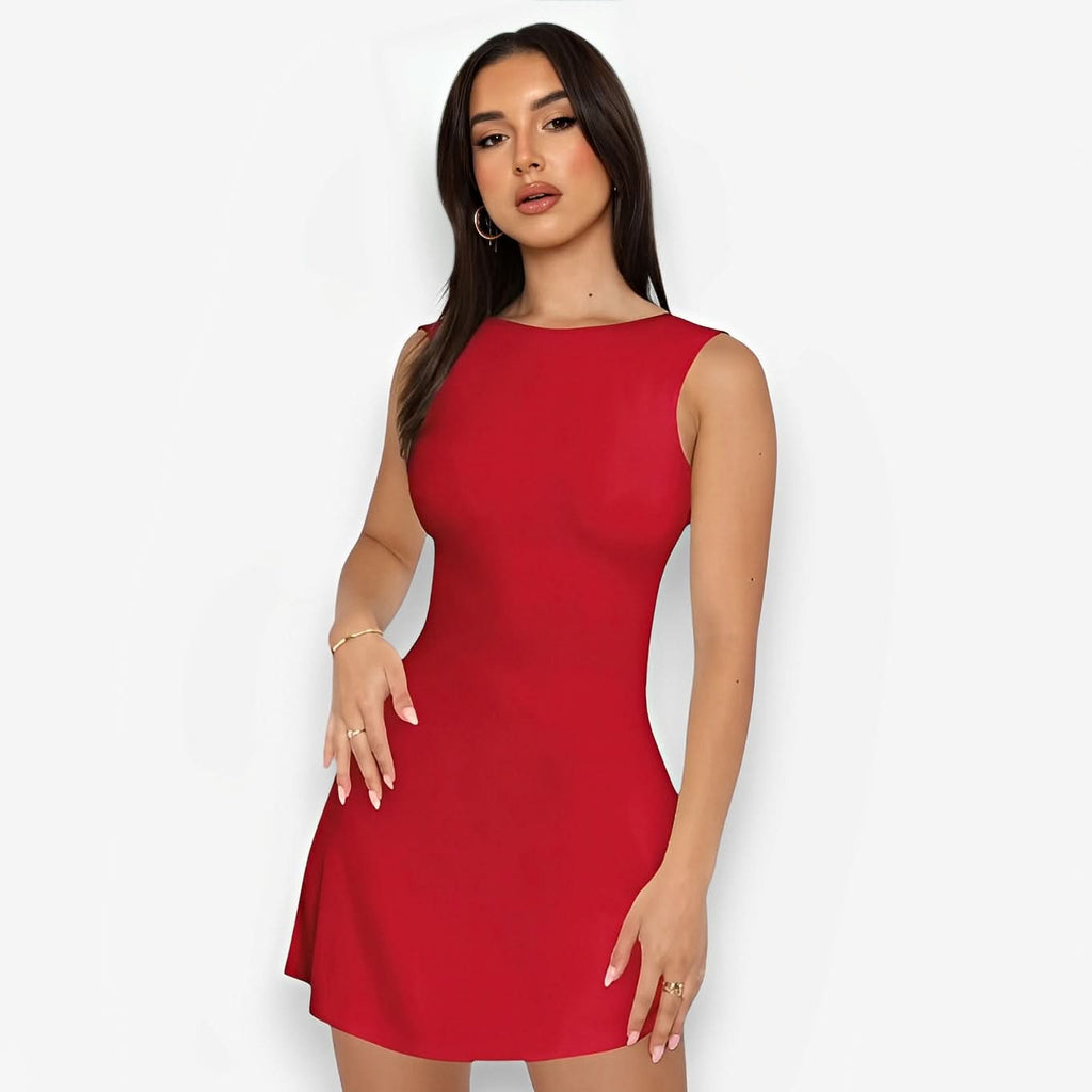 Round collar sleeveless mini dress - view 2