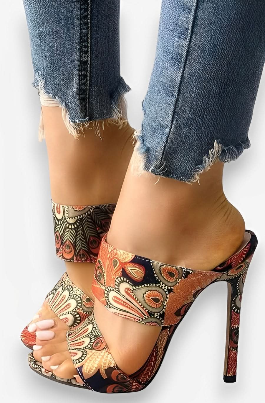 Peacock blue open toe stiletto sandals - Shoes from The Woman Concept