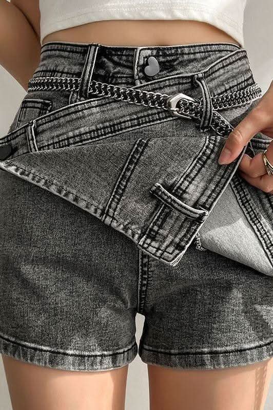 Smokey gray jeans irregular skirt - Image 5