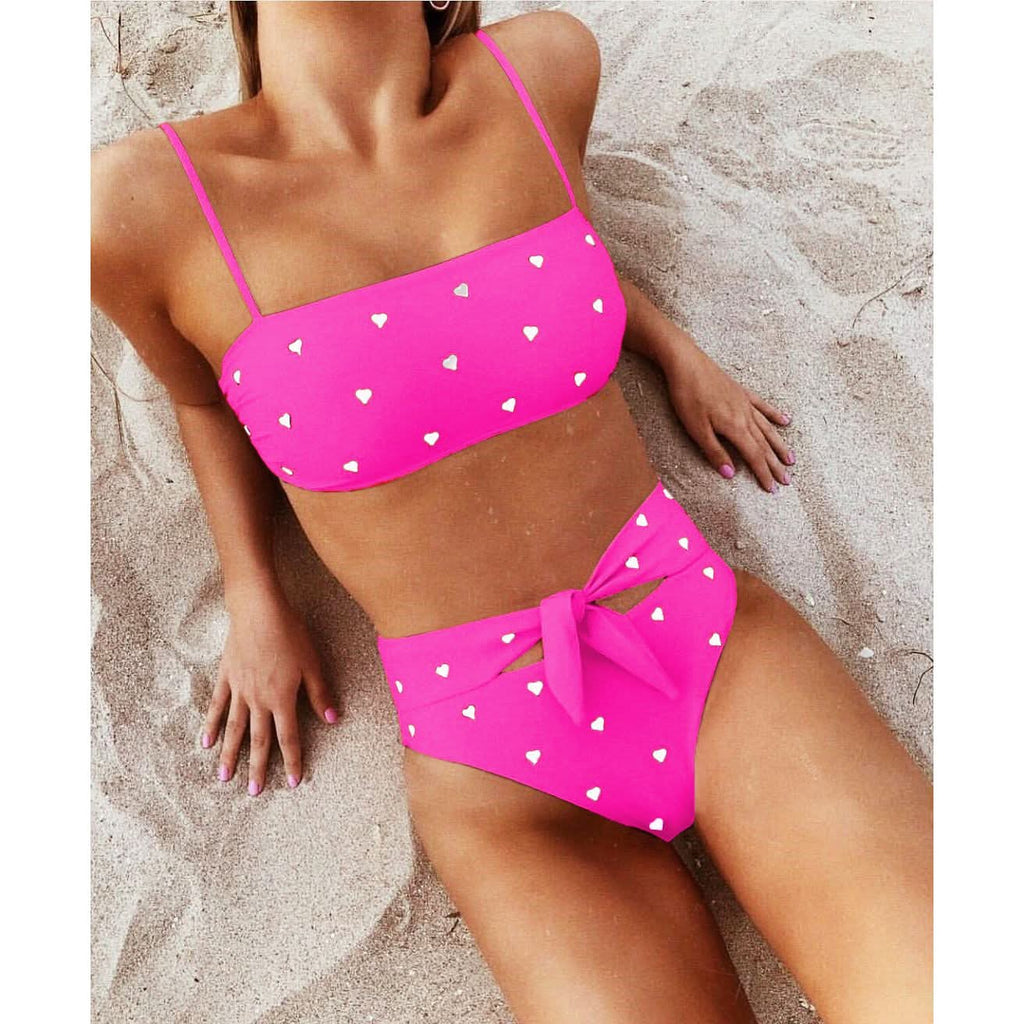 American tube top peach heart pants button-down bikini - Detail