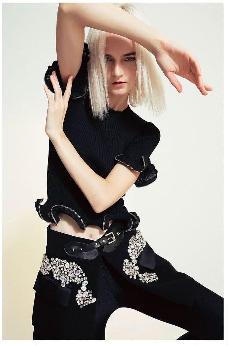 High street stitching pu buckle loop waist skirt - Detail