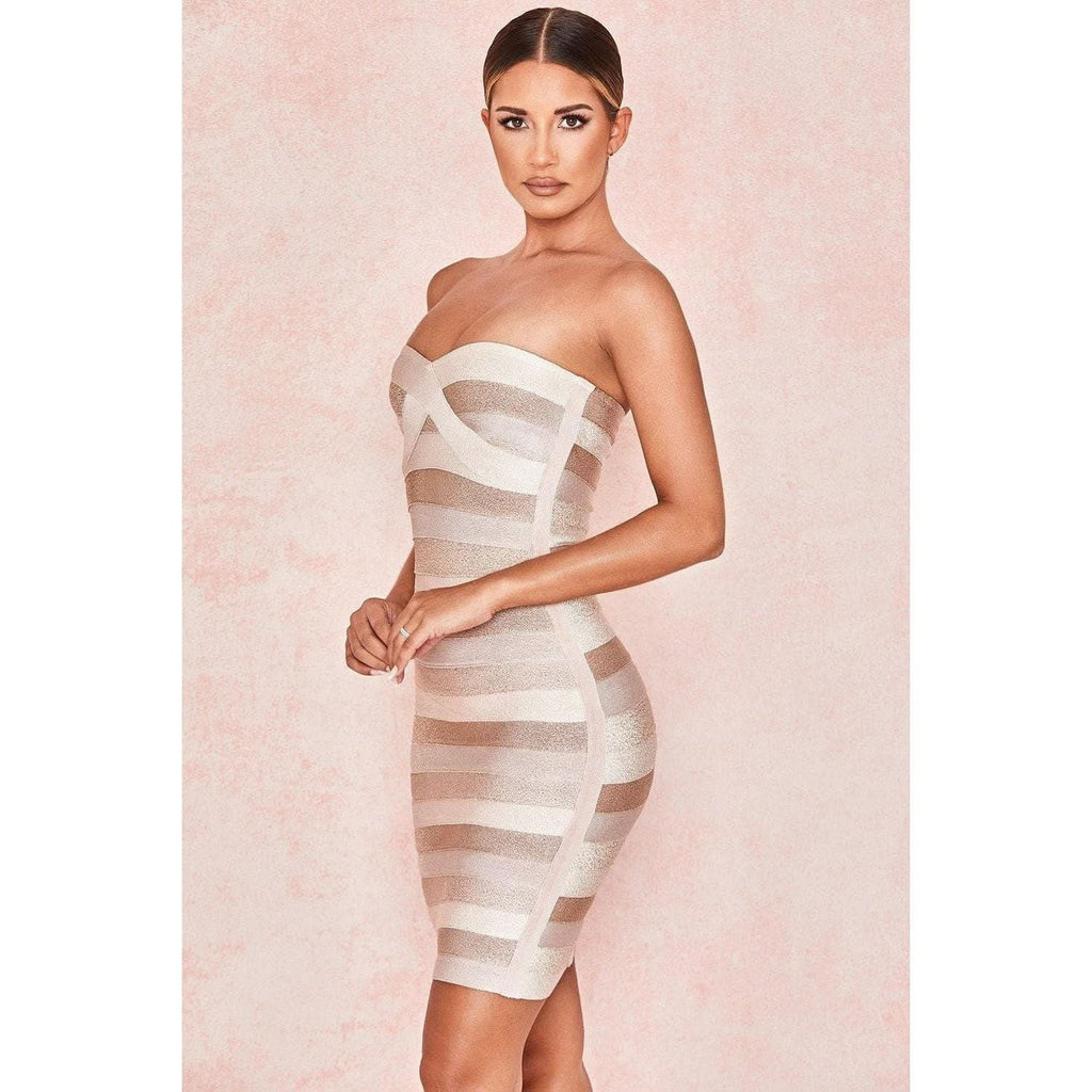 Leaky shoulder nightclub bag hip dress - Side View