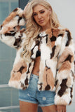 Mixed color imitation fur jacket