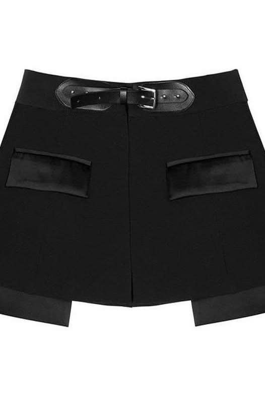 High street stitching pu buckle loop waist skirt - Image 6