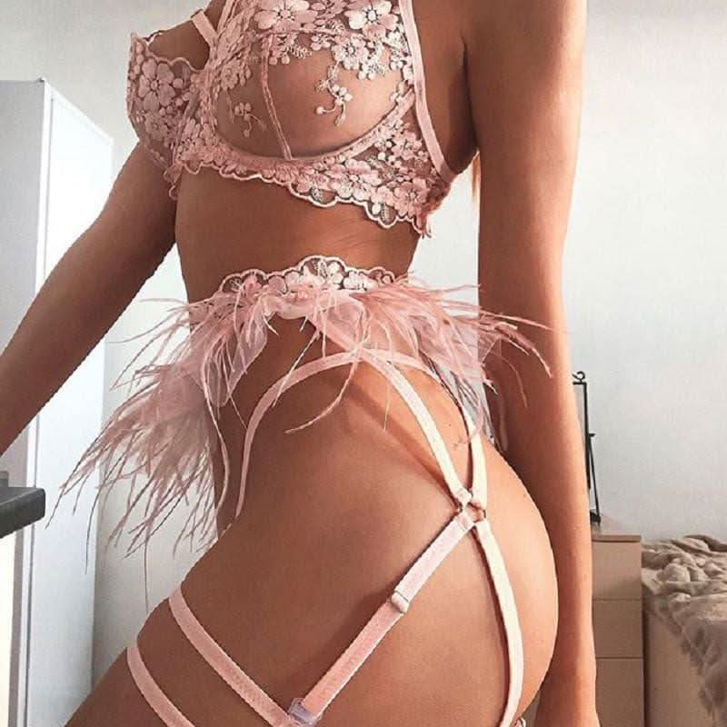 Craftsmanship lace feather lace embroidery three-piece set - Image 5