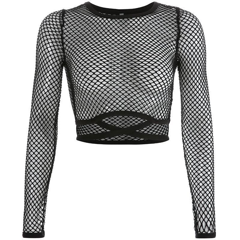 Hollow straps mesh T-shirt - Image 5