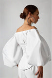 Long-sleeved bubble sleeves leaking shoulder shirt - The Woman Concept