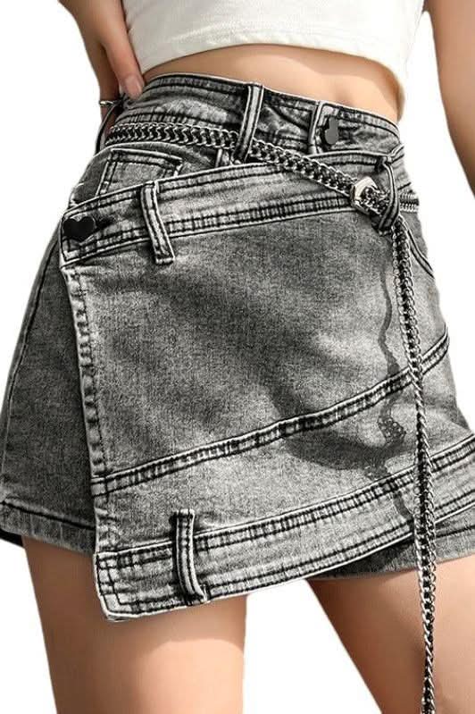 Smokey gray jeans irregular skirt - Image 6
