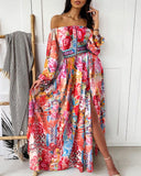 Retro long-sleeved floral dress