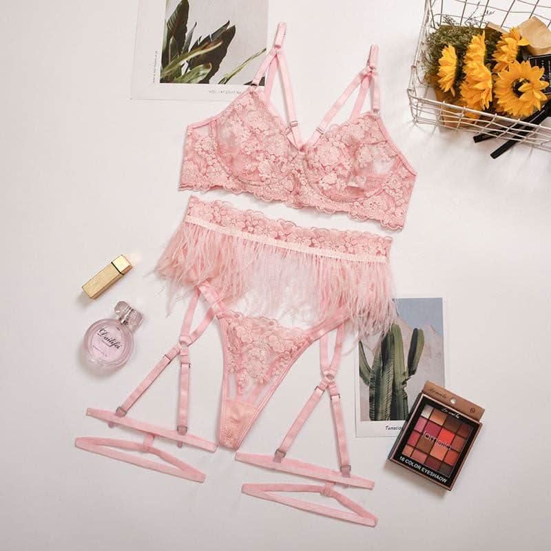 Craftsmanship lace feather lace embroidery three-piece set - Detail