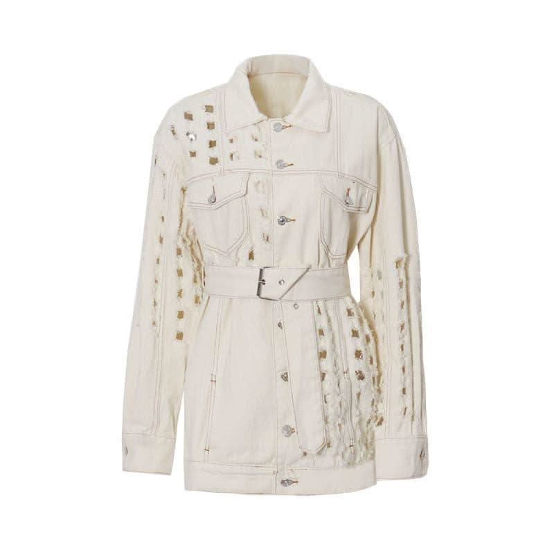 Hole loose lace denim jacket - Image 4
