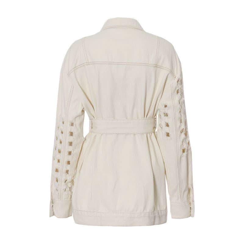 Hole loose lace denim jacket - Image 5
