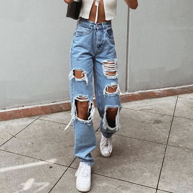 Ripped thin washed jeans - Side View
