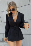 Belt deep V slim slimming suit jacket.