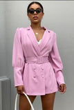 Belt deep V slim slimming suit jacket - The Woman Concept