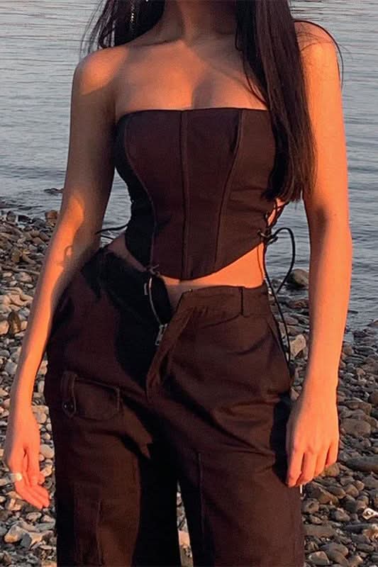American sleeveless fishbone top - Side View
