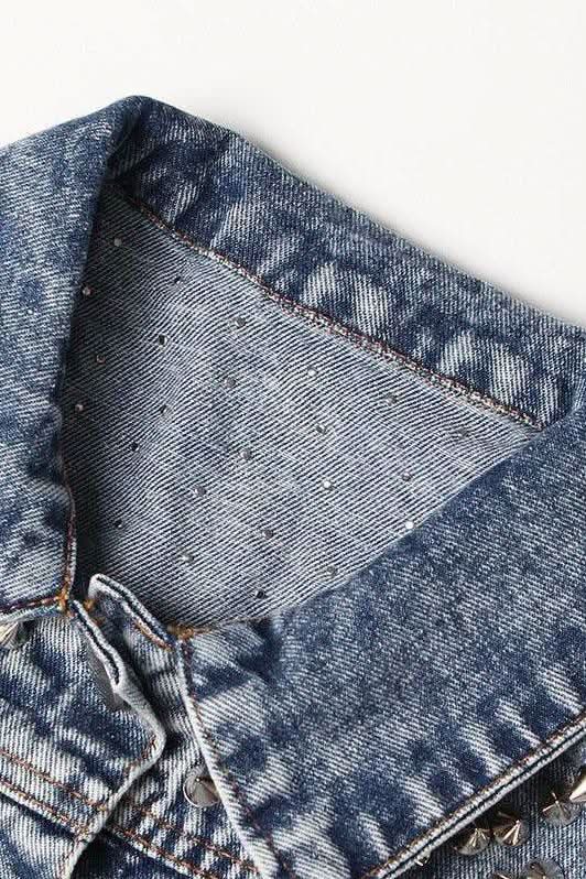 Short denim long-sleeved jacket - Image 4