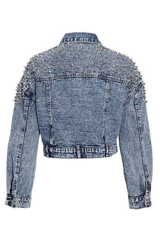 Short denim long-sleeved jacket - Detail
