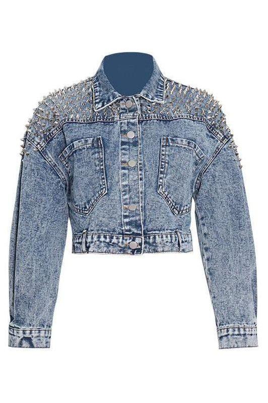 Short denim long-sleeved jacket.