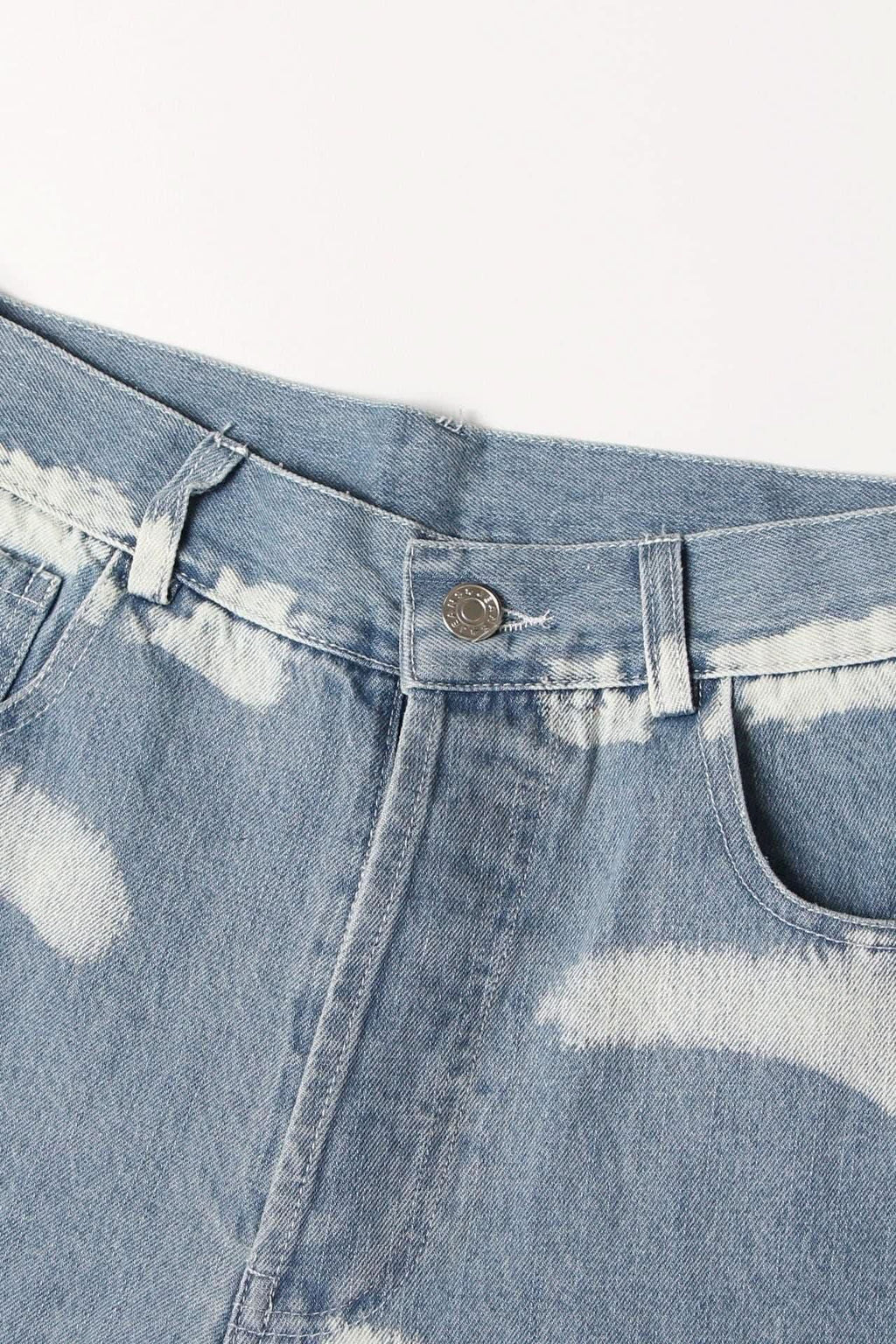 Street style casual stripes stitching loose jeans - Detail