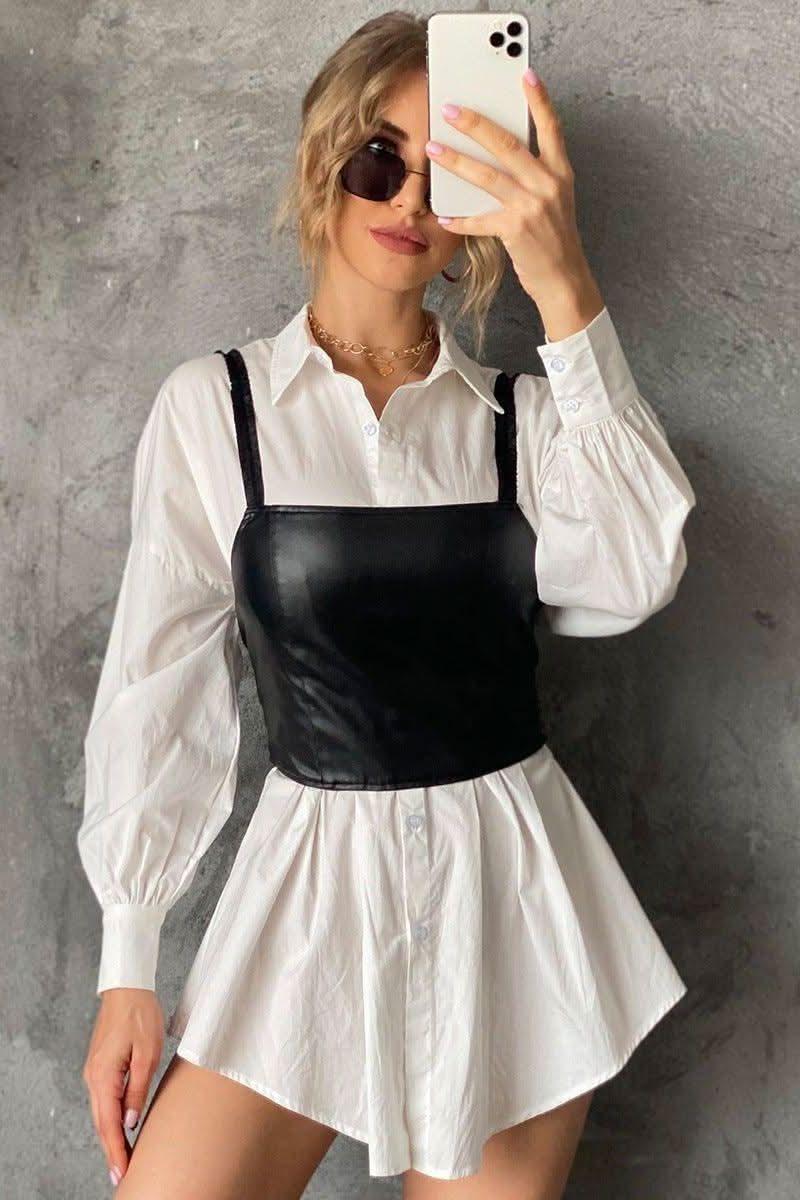 PU leather top vest - Detail