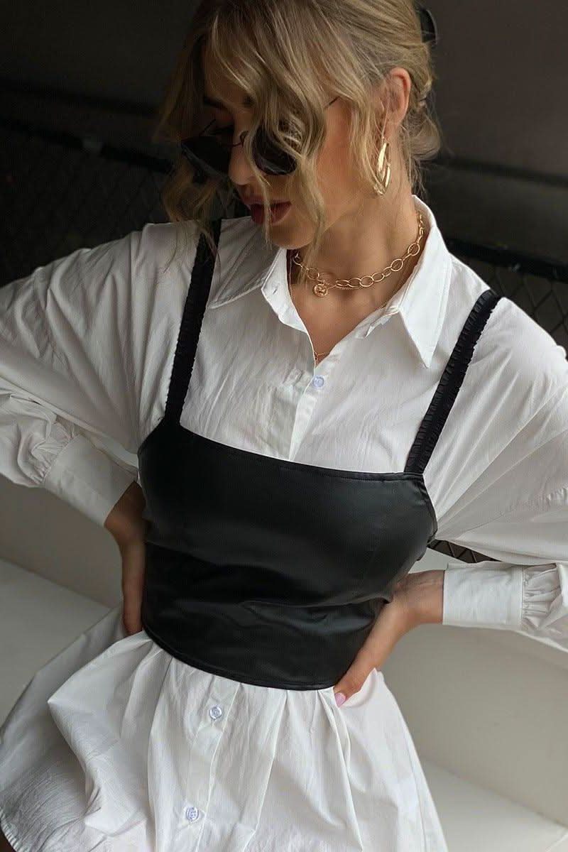 PU leather top vest - Front View