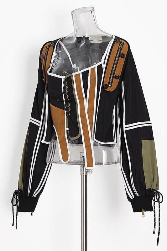 Street style design contrast color jacket - Image 5