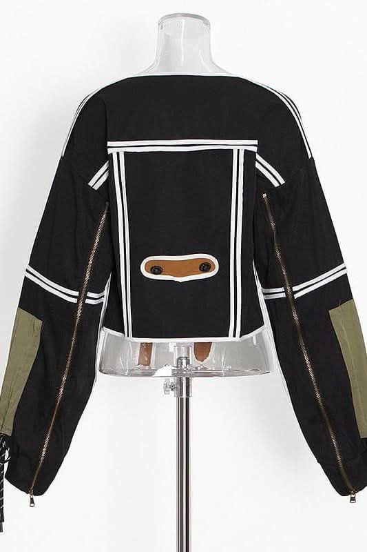 Street style design contrast color jacket - Image 6