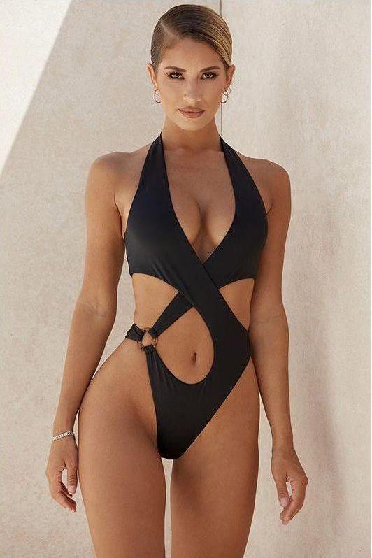 hollow cross one-piece swimsuit.