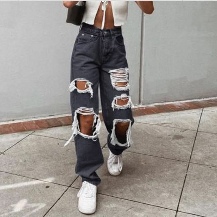 Ripped thin washed jeans - Front View